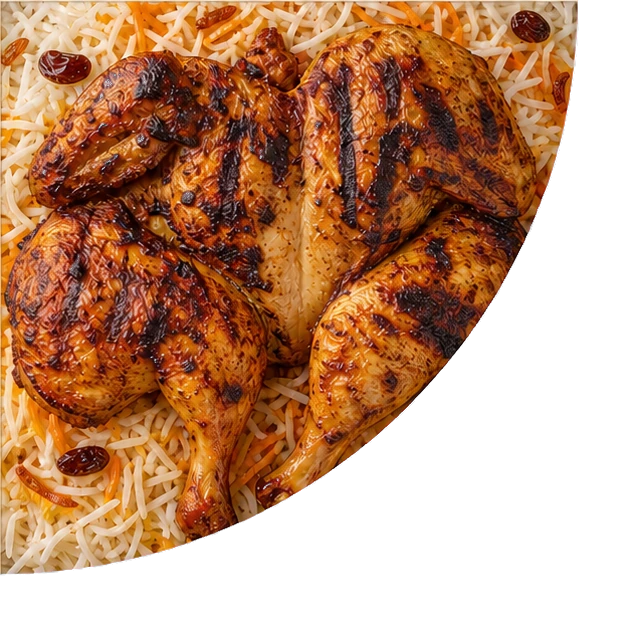 دجاجة كاملة مشوية على الفحم